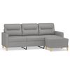 vidaXL 3-Seater Sofa with Footstool Light Gray 70.9" Fabric