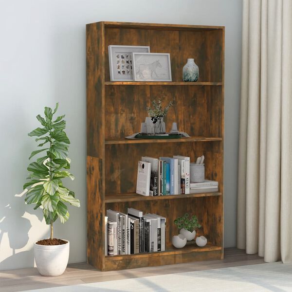 vidaXL Book Cabinet Smoked oak Engineered wood 55.9 in height