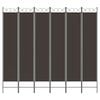 vidaXL 6-Panel Room Divider Brown 94.5"x86.6" Fabric