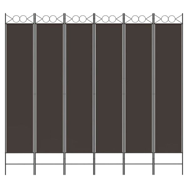 vidaXL 6-Panel Room Divider Brown 94.5"x86.6" Fabric