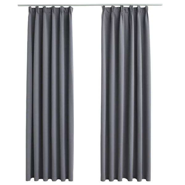 vidaXL Blackout Curtains with Hooks 2 pcs Grey 55.1x96.5"