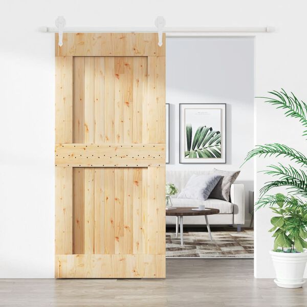 vidaXL Sliding Door with Hardware Set 37.4x82.7" Solid Wood Pine