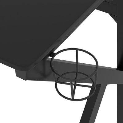 vidaXL Gaming Desk with K Shape Legs Black 35.4" x 23.6" x 29.5"