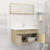 vidaXL Bathroom Furniture Set Sonoma Oak, White Engineered wood, Ceramic