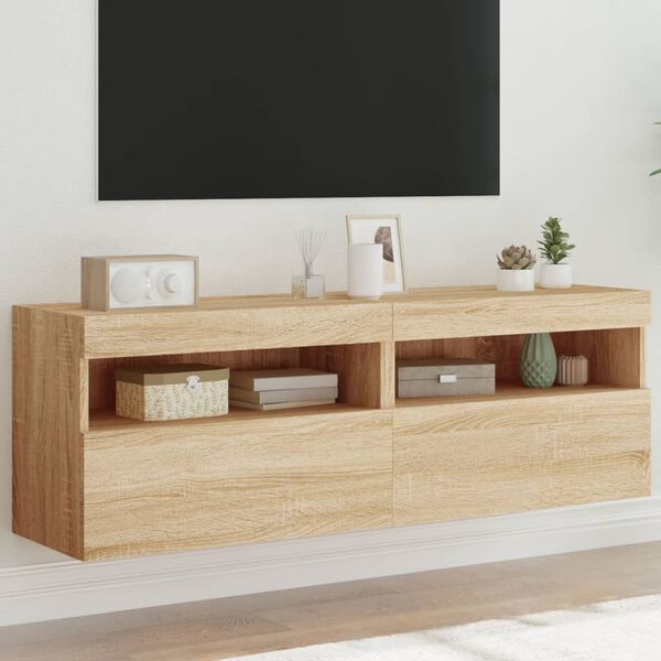 vidaXL TV Wall Cabinet Set of 2 Sonoma oak Engineered wood