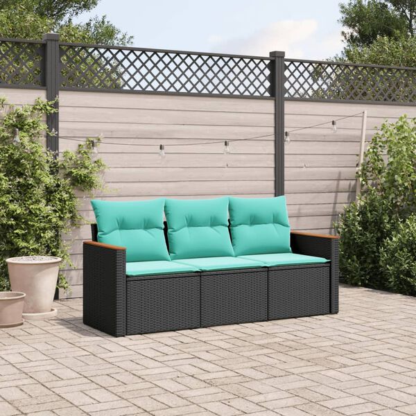 vidaXL Patio Sofa Set Black PE rattan Medium Modular Patio Sofa Set