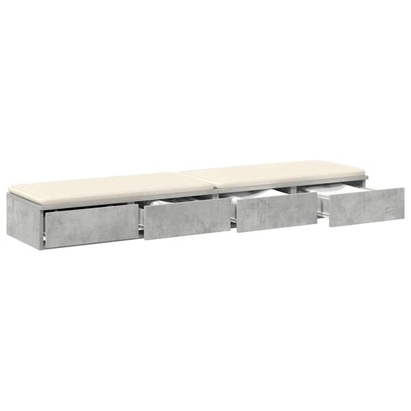 vidaXL Bed Drawers with Drawer Concrete Grey 59.06 x 14.37 x 6.50 in
