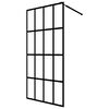 vidaXL Walk-in Shower Wall with Shelf Black 46.5"x74.8" ESG Glass&Aluminum