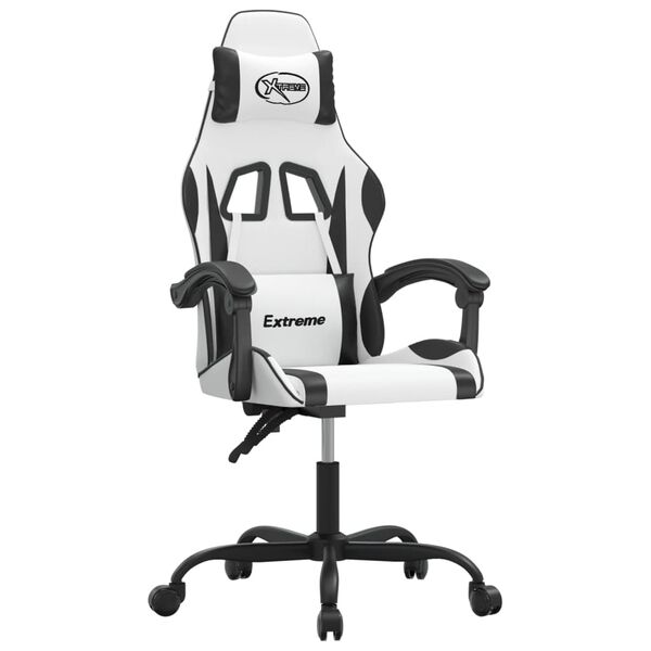 vidaXL Gaming Chair White and Black Faux Leather