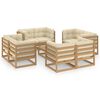 vidaXL Garden Lounge Set Honey brown Solid pinewood, fabric (100% polyester)