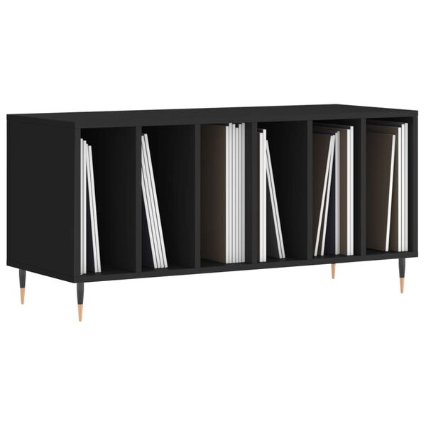 vidaXL Record Cabinet Black Engineered Wood 39.4 x 15.0 x 18.9 in