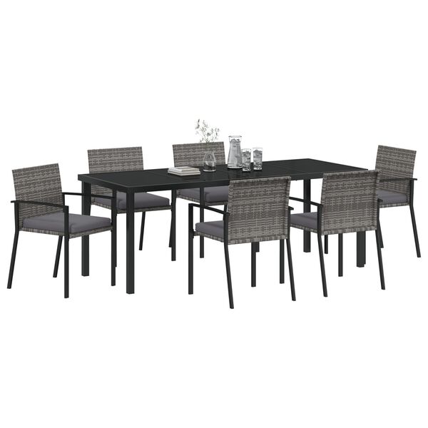 vidaXL Garden Dining Set 6 pcs Grey Powder-Coated Steel