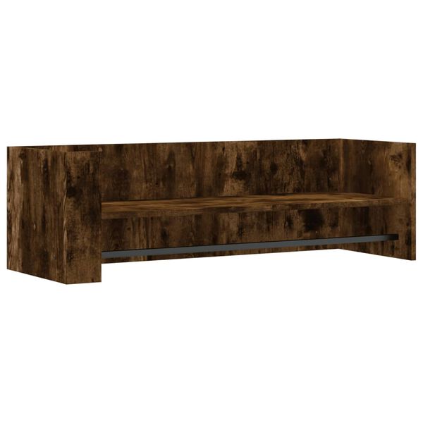 vidaXL Wall Shelf Smoked Oak Engineered Wood 39.4 in Wide Wall Shelf