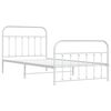 vidaXL Bed Frame White Powder-Coated Steel Twin Bed Frame Rectangular