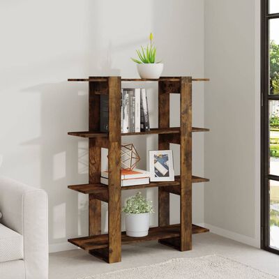 vidaXL Book Cabinet/Room Divider Smoked Oak 39.4"x11.8"x48.6"