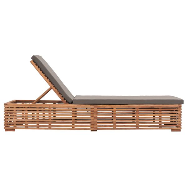 vidaXL Sun Lounger Dark Grey, Natural Teak