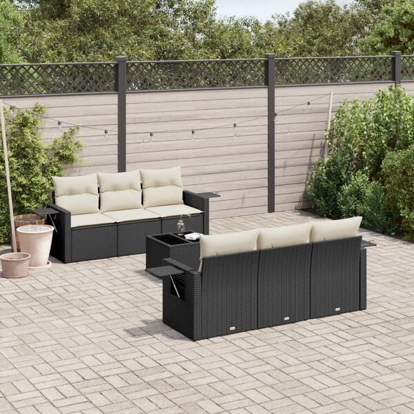 vidaXL Garden Sofa Set Black,Cream white