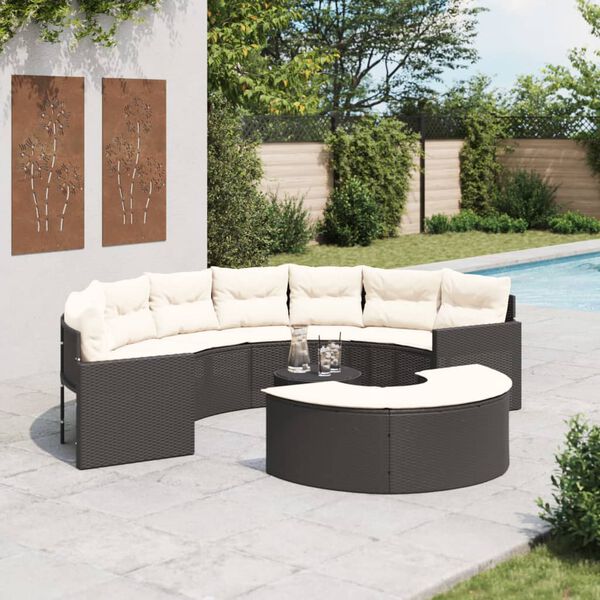 vidaXL Garden Sofa Set Black, Cream White