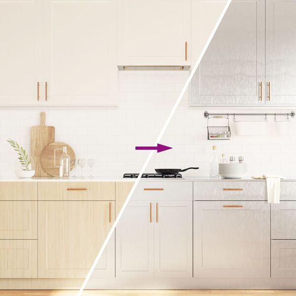 vidaXL Furniture Stickers Self-Adhesive Silver 35.4x196.9" PET