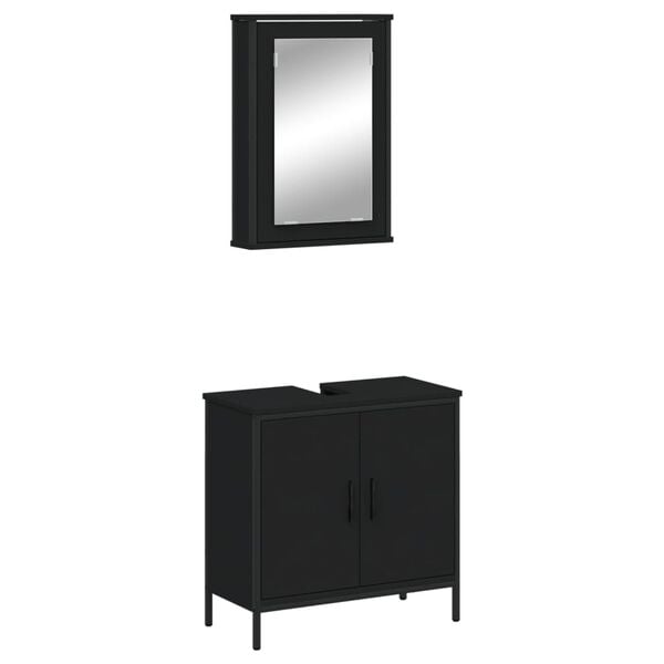 vidaXL Bathroom Furniture Set Black Engineered wood