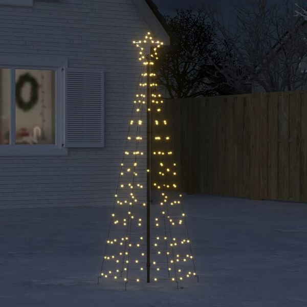 vidaXL LED Christmas Tree with Ground Spikes warm white 70.87 in Iron