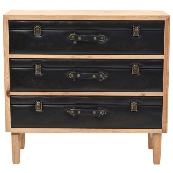 vidaXL Drawer Cabinet Natural wood with black details