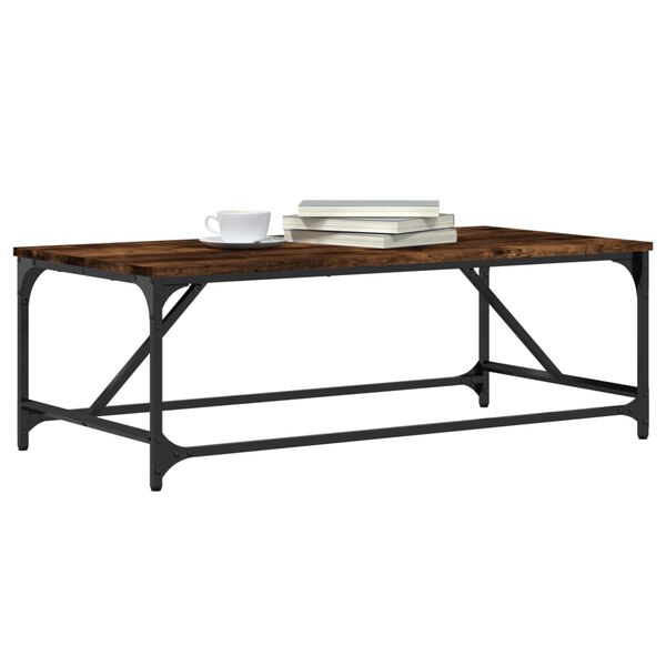vidaXL Coffee Table Smoked Oak Engineered Wood, Metal 39.4x19.7x13.8 in