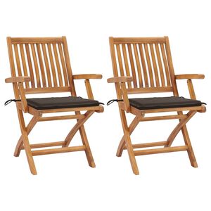 vidaXL Patio Chair Set of 2 Taupe Solid teak wood 22 in Foldable
