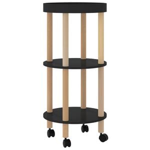 vidaXL 3-tier Trolley Black 15"x15"x32.3" Engineered Wood&Solid Wood Pine
