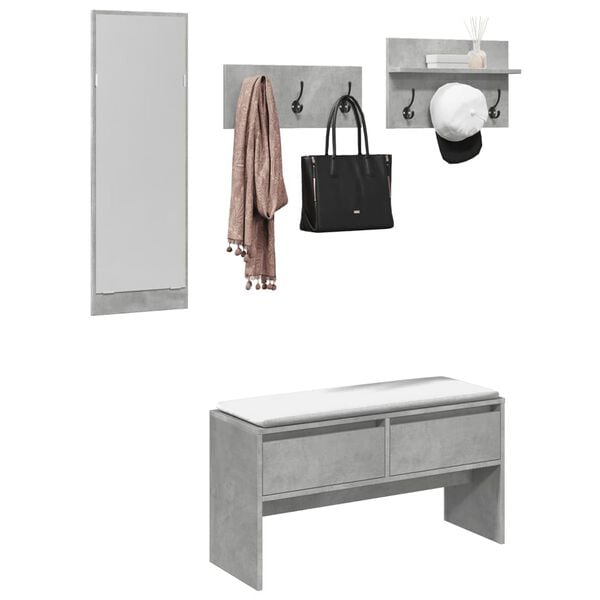 vidaXL Hallway Furniture Set Concrete Grey