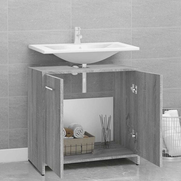 vidaXL Bathroom Cabinet Gray Sonoma 23.6"x13"x23.6" Engineered Wood