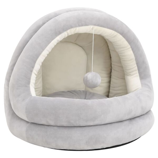vidaXL Cat Bed Grey and cream Fleece with PP cotton filling Small