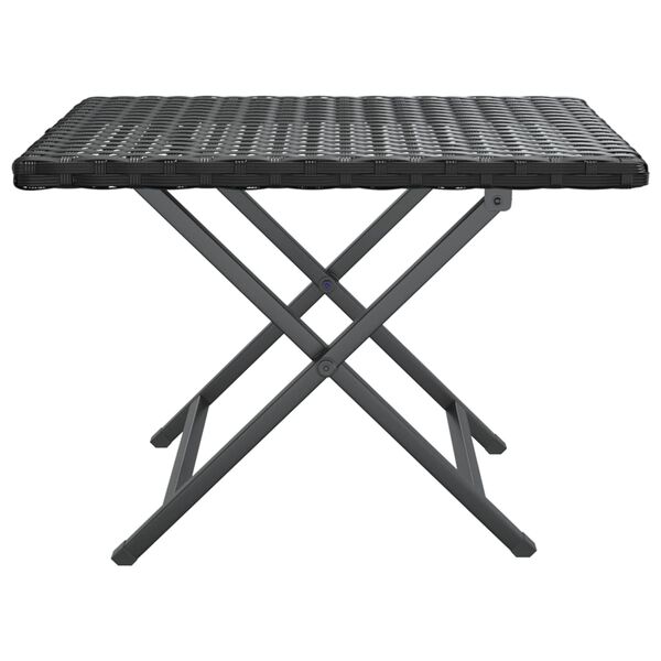 vidaXL Folding Table Black PE rattan, powder-coated steel Compact
