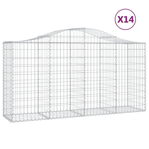 vidaXL Gabion Basket Set of 14 Silver Galvanized iron Large Durable
