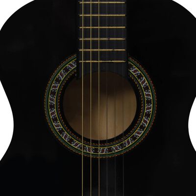 vidaXL 8 Piece Classical Guitar Beginner Set Black 1/2 34"