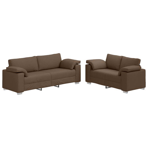 vidaXL Sofa Set 2 pcs Brown 219 x 77 x 82 cm fabric