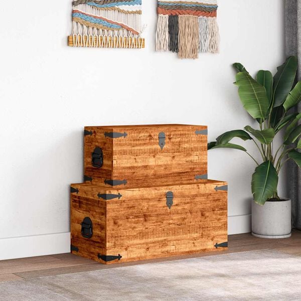 vidaXL Storage Box Rough Mango Wood Multiple Sizes Included Sturdy