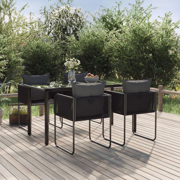 vidaXL Garden Dining Set Black PE Rattan Standard Durable