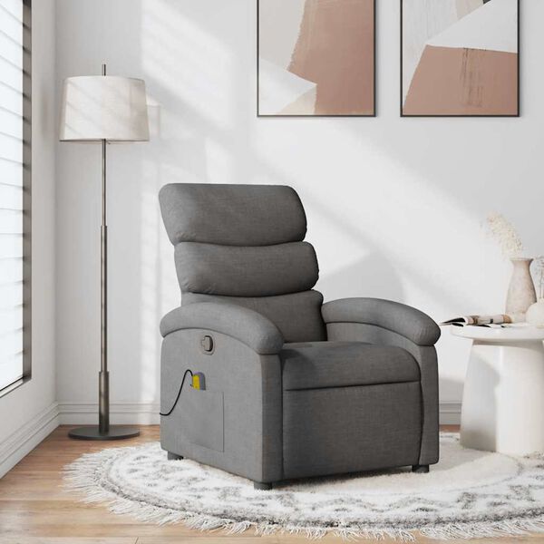 vidaXL Massage Recliner Chair Dark grey Polyester Single