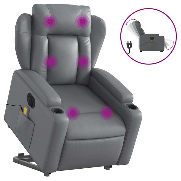 vidaXL Electric Stand Up Massage Recliner Chair Grey