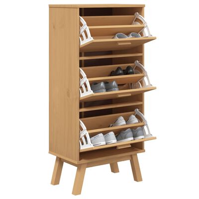 vidaXL Shoe Cabinet OLDEN Brown 21.7"x13.8"x47.2" Solid Wood Pine