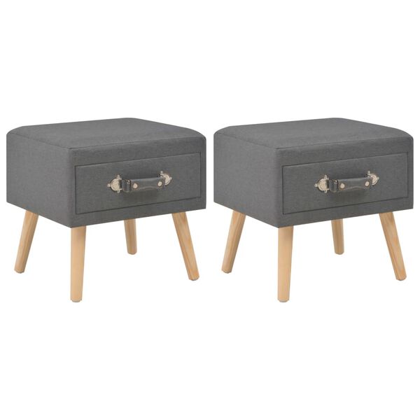 vidaXL Bedside Cabinet Set of 2 Dark Grey Polyester Compact Drawers