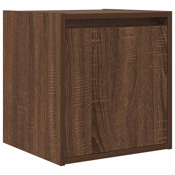 vidaXL Wall-mounted Bedside Cabinet Brown oak Engineered wood Medium