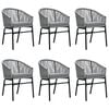 vidaXL Garden Dining Set Black Powder-coated steel 7 Piece Set Durable