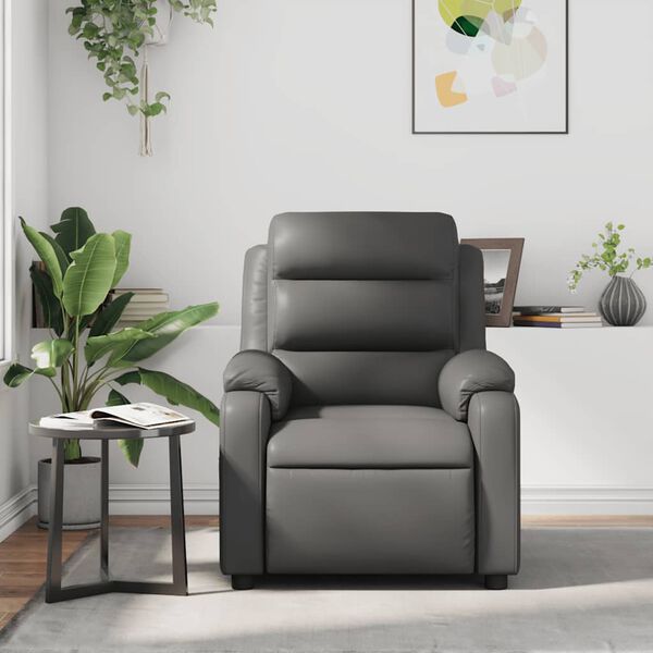 vidaXL Massage Recliner Chair Grey Faux Leather Standard