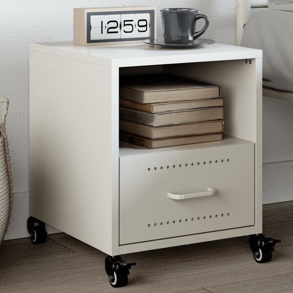vidaXL Bedside Cabinet White Cold-rolled steel Bedside Cabinet