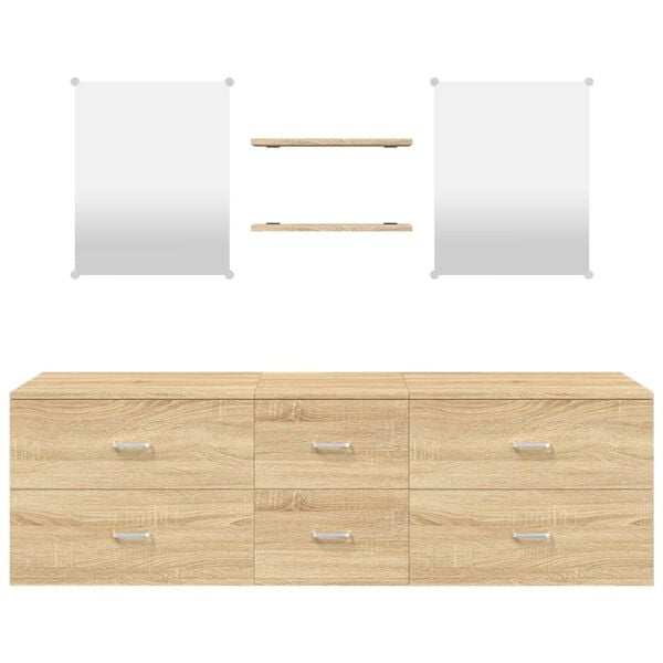 vidaXL Bathroom Furniture Set Oak Engineered wood and glass Medium