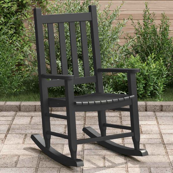 vidaXL Rocking Chair Black Poplar wood Medium-sized Durable