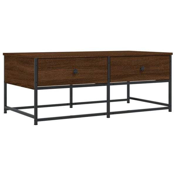 vidaXL Coffee Table Brown Oak Engineered Wood, Metal 39.4 x 20.1 x 15.7 in