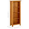 vidaXL Bookcase Natural Oak Solid oak wood with oak veneered MDF Medium